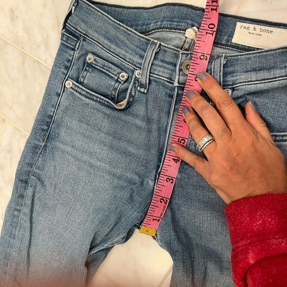 𝅺RAG & BONE Ankle Skinny Lena distressed jeans size 25 cropped 9 inch rise EUC - Picture 7 of 16